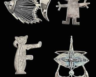 Four Sterling Silver Brooches 27.4g