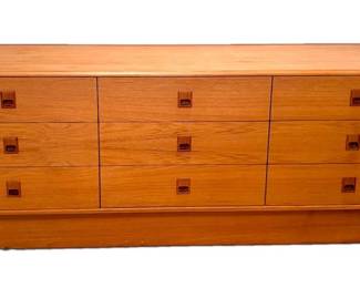MCM Danish Inspired Teak 9Drawer Dresser