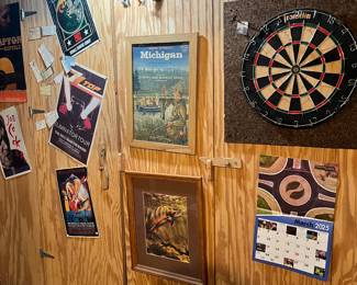Music and hunting posters.