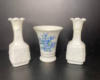 Milk glass vases