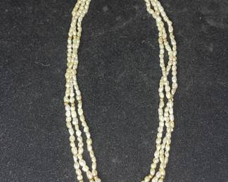 14k gold and pearl multi strand necklace