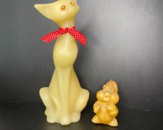 Wax candle cat & chipmunk vintage