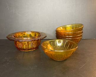 Amber glass bowls 