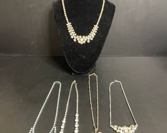 Vintage rhinestone necklaces including Aurora Borealis stones