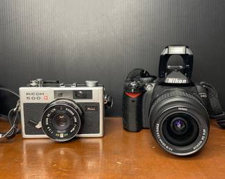 Ricoh 500 G vintage camera & Nikon D40 camera 