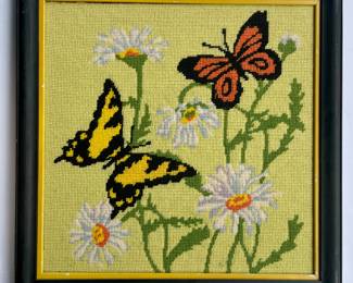 Vintage butterfly needlepoint