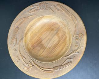 Wood carved serving bowl