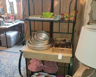 Bakers Rack & Lg selection of Wilton pans