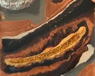 Original Geode Art Work This type of artwork mimics the appearance of a natural geode, a rock containing crystals inside. Acrylic Resin on Canvas (16 x 20)