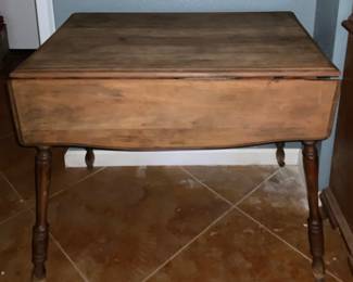 Depression Era Farm House Walnut Drop Leaf Table 936’W x 22”D x 31”H)
