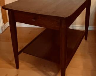 Vintage Mersman Mid Century Modern Side Table with Tapered Legs and Single Drawer over a Lower Shelf (30"D x 19" W x 21" H)
