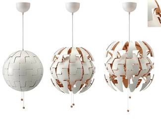 Ikea 2014 Retro Style Ceiling Light (14”D) Inspired by science fiction movies, IKEA PS 2014 pendant lamp is a winner of the international design competition Red Dot Award. Change its shape and intensity of light with a simple pull of the strings