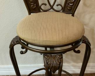 Ashley Furniture 1of 4 Matching 32” Cushion Seat Swivel Ornate Metal. Bar Stools
