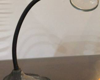 Antique ATCO USA Desktop Flexible Arm Magnifying Glass with Cast Iron Base