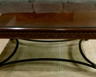 Ambassador Cocktail Table Sturdy Construction on a Scroll Metal Base.(48” x 32”x 21”H)