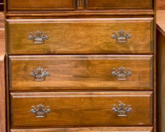 Depression Era 4-Drawer Chest below 2 smaller drawers with a scalloped lower apron (35”W x 17”D x 46”H)