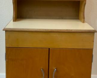 Child Craft Mid-Century Child’s Formica Top Kitchen Cupboard. (24”W x 13.5”D x 40”H)