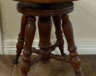 Antique Adjustable Height Swivel Seat Glass Ball and Claw Foot Piano Stool circa 1900