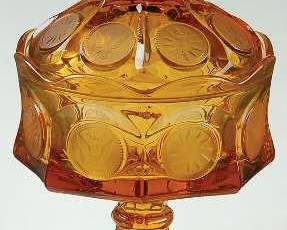 “Coin”Glass by Fostoria Amber Wedding Bowl with Lid (8.5”)1958-1982
