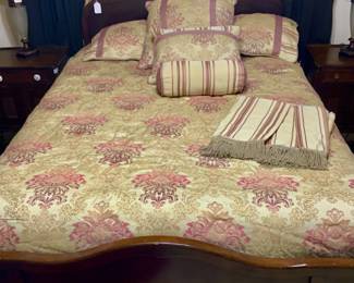Burlington Bed Set: Comforter, Dust Ruffle, Pair Shams Square Accent Pillow, Rectangular Accent Pillow, and Neck Roll Pillow