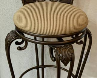 Ashley Furniture 1of 4 Matching 24” Cushion Seat Swivel Ornate Metal. Bar Stools