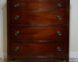Harmony House Vintage Mahogany 4-Drawer High-Boy Chest (36”W x 19.5”D x 46.5”H)