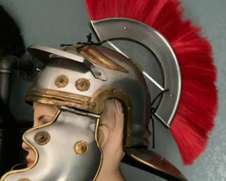 Roman Centurion Helmet with Red Horse Hair Crest (original crest holder is missing.)