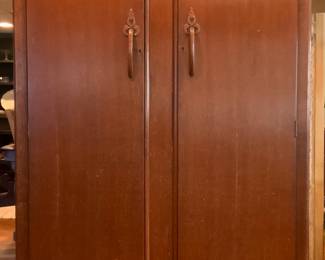 Antique Art Deco English Oak 2-Door Armoire (48”W x21.5”D x 74”H)