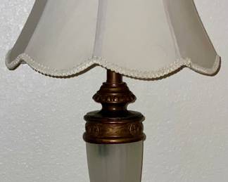 Vintage Satin Glass Urn Style Bronze Finish 30” Table Lamp with White Silk Shade
