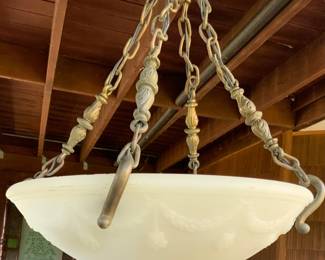 Jefferson Moonstone American Art Deco Plafonnier Ceiling Light C. 1920’s. (20”Diameter Basin)
A large impressive molded glass plafonnier basin with raised swags, garlands and floral decoration,.
