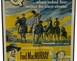 Lot #52 Fred MacMurray & Dorothy Malone "Quantez" Theater movie poster Framed 41x27In https://denveronlineauctions.com/auction-details?id=1329927