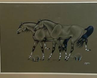 Lot #31 Beatien Yazz (1928-2012) Title Unknown Original oil paint on Gouache/board Hand signed in paint https://denveronlineauctions.com/auction-details?id=1329906