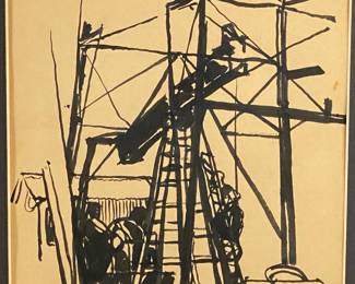 Lot #89 RHM (Unidentified WPA artist) Original Oil Derick Lithograph dated 1941 7"X7" in a 21"x16" Frame https://denveronlineauctions.com/auction-details?id=1329964