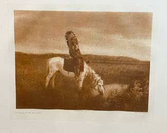 Lot #23 E.S. Curtis (1868–1952) "An Oasis in the Badlands" 1905/1980 Photogravure embossed Signature and "CG" in the paper https://denveronlineauctions.com/auction-details?id=1329898