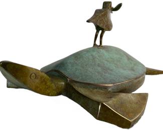 Lot #61 Craig Lehmann Primitive Bronze Turtle Wheeled Door Stop Signed # 2/14 https://denveronlineauctions.com/auction-details?id=1329936