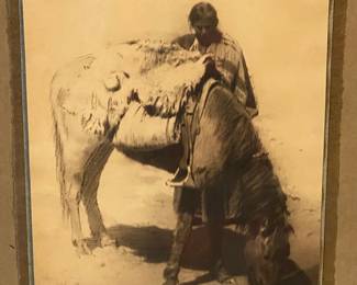 Lot #24 - E.S. Curtis (1868–1952) "A Drink in the Desert" 1904 Stamped embossed "Copyright 1904 by ES Curtis" Signed in plate https://denveronlineauctions.com/auction-details?id=1329899