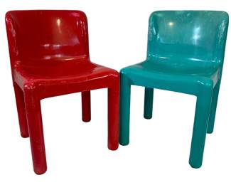 Lot #15 Kartell Chairs designed by Carlo Batroli Model 4875 from the 1970s in green and red https://denveronlineauctions.com/auction-details?id=1329890