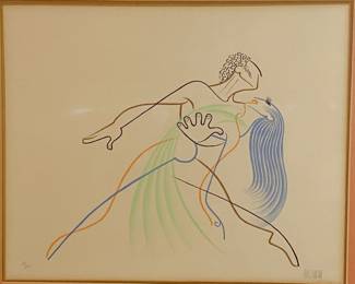 Lot #25 - Al Hirschfeld (1903-2003) "Pas De Deux" - 1970- hand signed in pencil & numbered 60/120 Lithograph in colors https://denveronlineauctions.com/auction-details?id=1329900