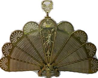 Lot #74 - TB - 1970 Brass Folding Fan Fireplace Screen Figural Peacock Style https://denveronlineauctions.com/auction-details?id=1329949