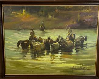 Lot #78 - TB - Signed Original Oil on Canvas Morando Luque B1915 Framed 27x34in https://denveronlineauctions.com/auction-details?id=1329953