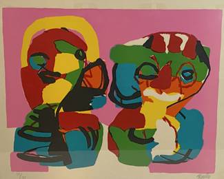 Lot #26 Karel Apple (1921-2006) "Friends for Life" 1969 - Hand signed and numbered in pencil, 32/75, Lithograph in color https://denveronlineauctions.com/auction-details?id=1329901