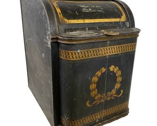 Lot #14 Large 19th Century Henry Troemner Toleware Commercial Bin w/ Chinoiserie design & Brass handle 2 of 2 https://denveronlineauctions.com/auction-details?id=1329889