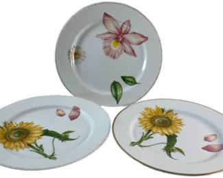 Lot #64 Rare 1997 Limoges France Tiffany & Co Flowers Plate Sunflower and Orchid dessert plates https://denveronlineauctions.com/auction-details?id=1329939