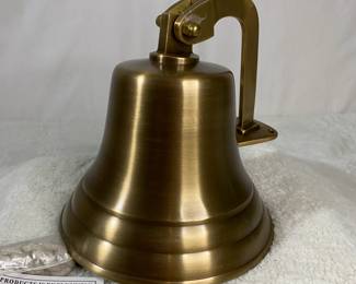 Lot #96 - ND - New Brass Nautical ship bell - 7in Tall X 7in wide Hangs 5in from mounting wall/post https://denveronlineauctions.com/auction-details?id=1383904