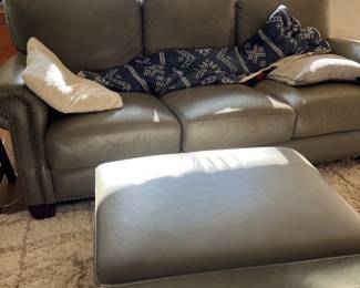 Leather couch with ottoman