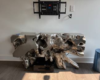 Stunning Silver Painted Sequoia Console Table