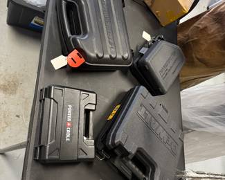 Porter Cable, Dewalt, and Black and Decker tools.