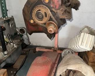 2084  V8 Engine with Transmission and Oil Pan, Includes Engine Stand 