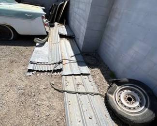 472  Corrugated sheet metal and 2 hoods 