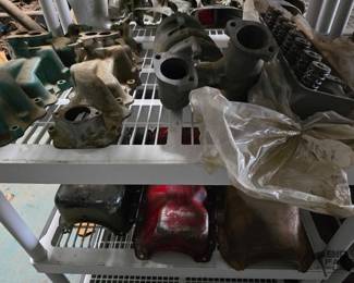 2504  2 Intake Manifolds, Exhaust Manifold, Ford 292 Head, and 3 Oil Pans 